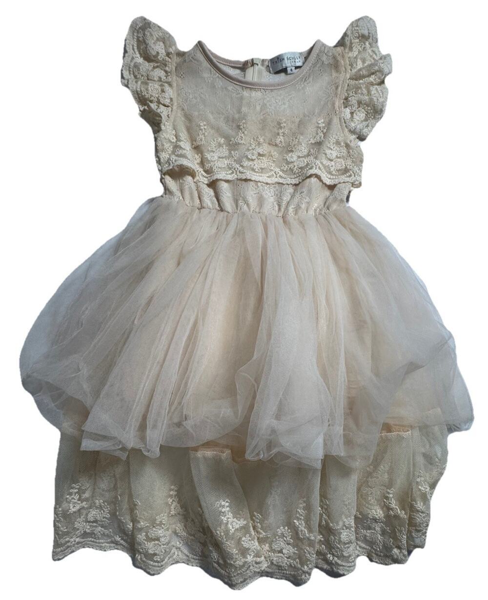 Trish Scully Child Girls Ivory Lace Tulle Party Dress Size 4